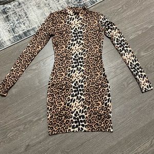 Long sleeve leopard dress